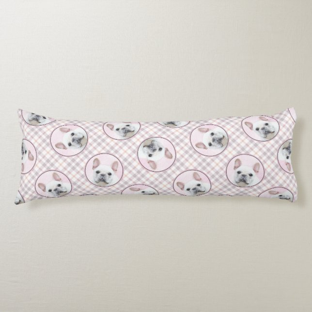 French Bulldog Painting White Cream Pet Dog Art Body Pillow (Front)