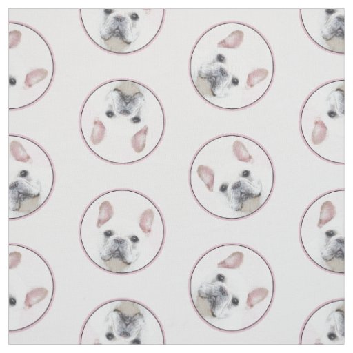 French Bulldog Painting White Cream Pet Dog Art Fabric