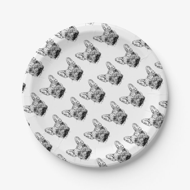 French bulldog paper plates (Front)
