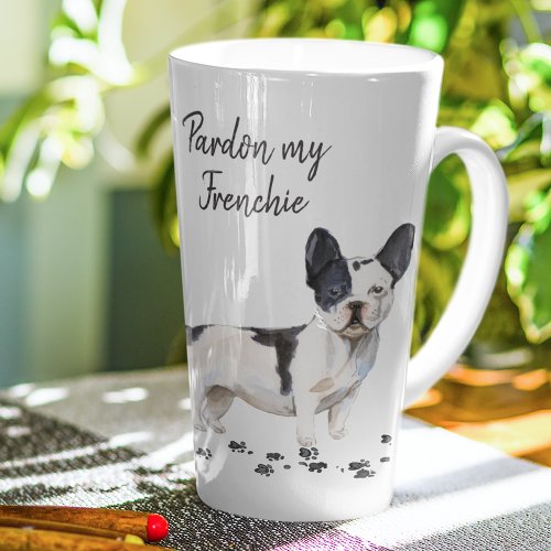 French Bulldog  Pardon My Frenchie  Cute Dog Latte Mug