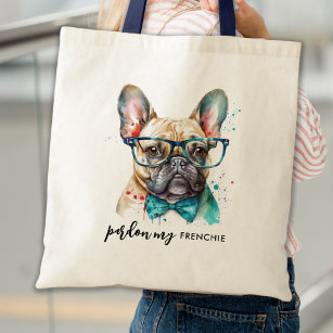French Bulldog Pardon My Frenchie Cute Dog Tote Bag