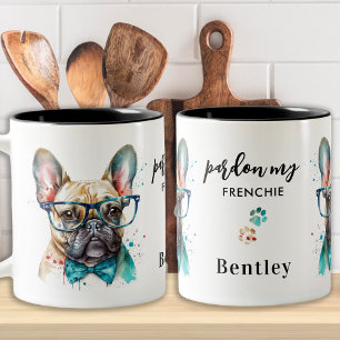 French Bulldog Pardon My Frenchie Cute Dog Two-Tone Coffee Mug