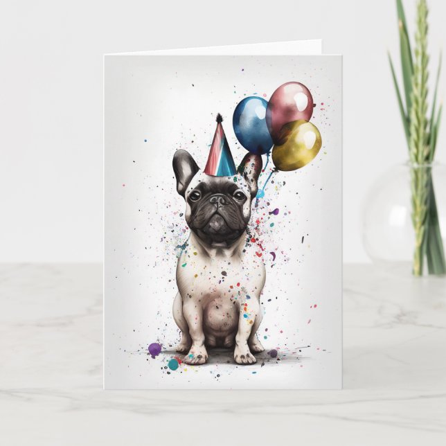 French Bulldog Party Greeting Card (Front)