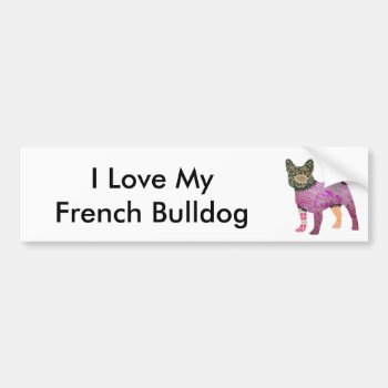 French Bulldog Patchwork Pet Bumper Sticker by jaisjewels at Zazzle