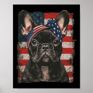 French Bulldog Patriotic 4th Of July Usa American  Poster