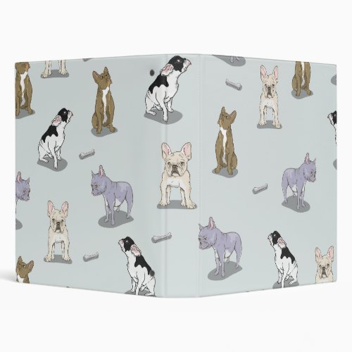 French bulldog pattern 3 ring binder