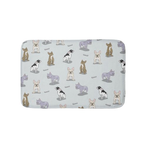 French bulldog pattern bath mat