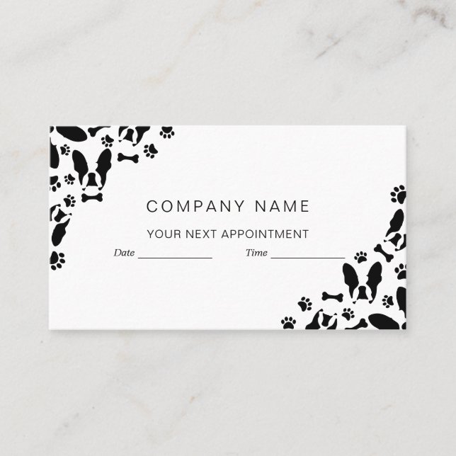 French Bulldog pattern corner Appointment Card (Front)