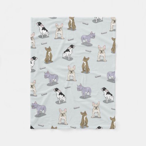 French bulldog pattern fleece blanket