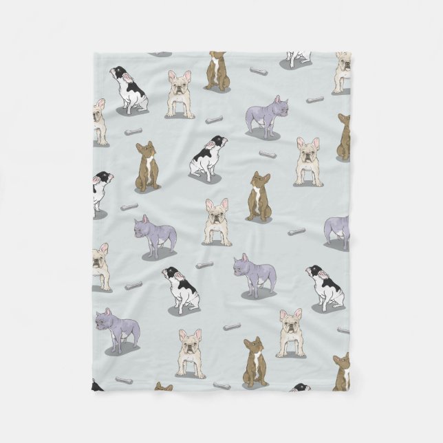 French bulldog pattern fleece blanket (Front)