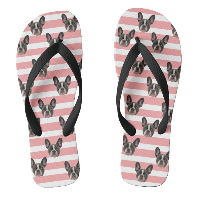 French Bulldog Pattern Flip Flops (Footbed)