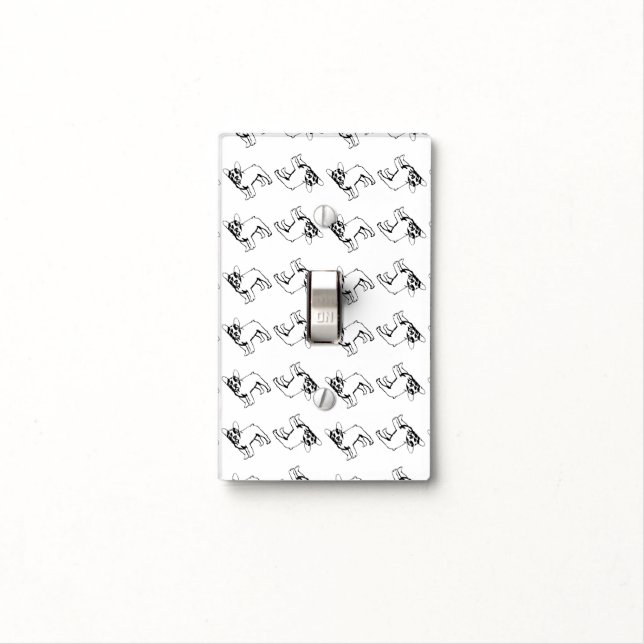 French Bulldog pattern Light Switch Cover (In Situ)