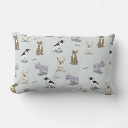 French bulldog pattern lumbar pillow