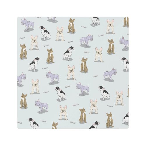 French bulldog pattern metal print