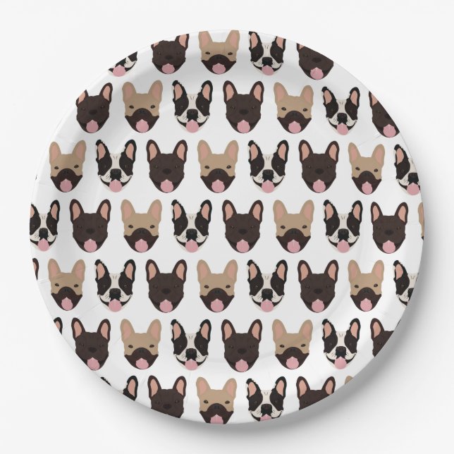 French Bulldog Pattern Paper Plates (Front)