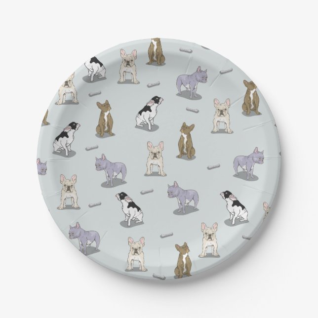 French bulldog pattern paper plates (Front)