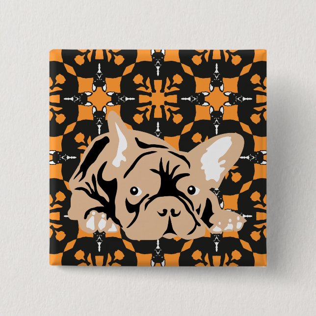 French Bulldog pattern Pinback Button (Front)