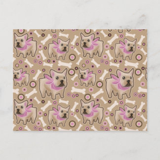 French Bulldog Pattern Postcard