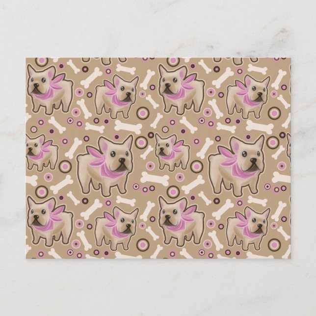 French Bulldog Pattern Postcard (Front)