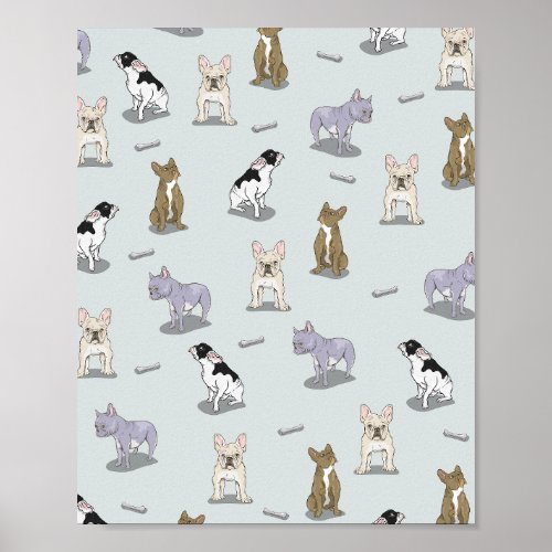 French bulldog pattern poster