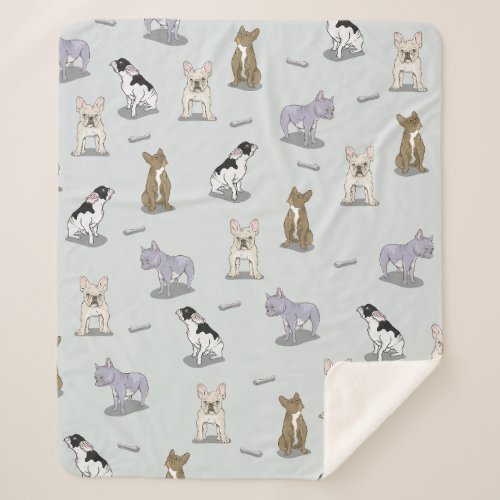 French bulldog pattern sherpa blanket