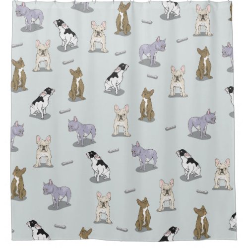 French bulldog pattern shower curtain