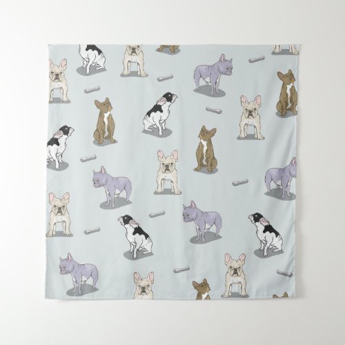 French bulldog pattern tapestry