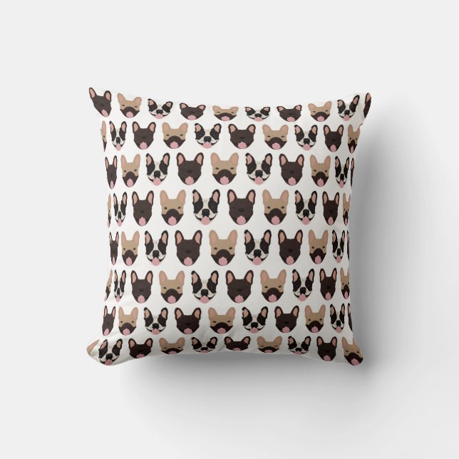 French Bulldog Pattern Throw Pillow (Front)