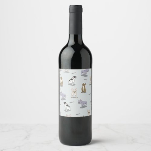 French bulldog pattern wine label