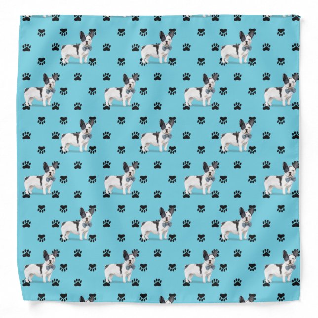 French Bulldog Paw Prints Pattern Bandana (Front)