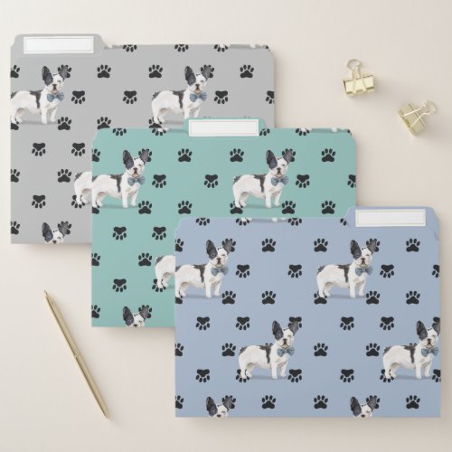 French Bulldog Paw Prints Pattern File Folder