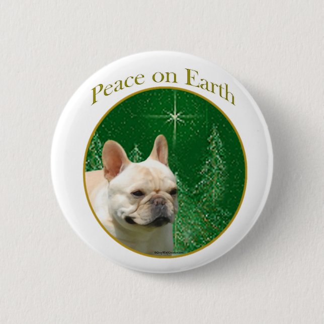 French Bulldog Peace Pinback Button (Front)