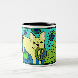 French Bulldog Peace Two-Tone Coffee Mug