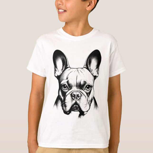 French Bulldog Pencil Sketch Frenchie Boys T-Shirt (Front)