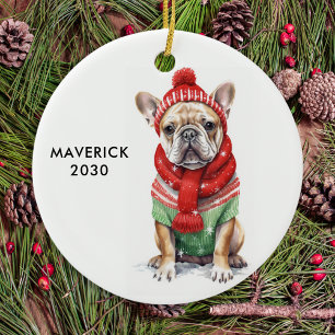 French Bulldog Personalised Dog Lover Christmas Ceramic Ornament