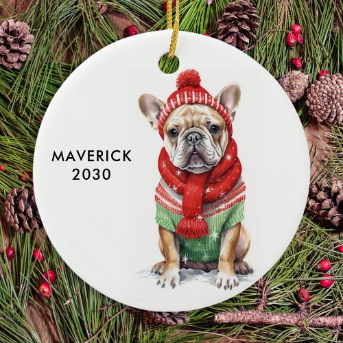 French Bulldog Personalised Dog Lover Christmas  Ceramic Ornament