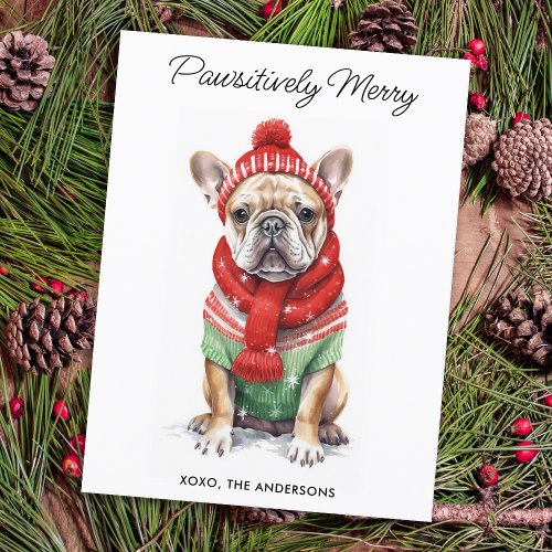 French Bulldog Personalised Dog Lover Christmas  Holiday Postcard