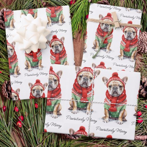 French Bulldog Personalised Dog Lover Christmas  Wrapping Paper Sheets