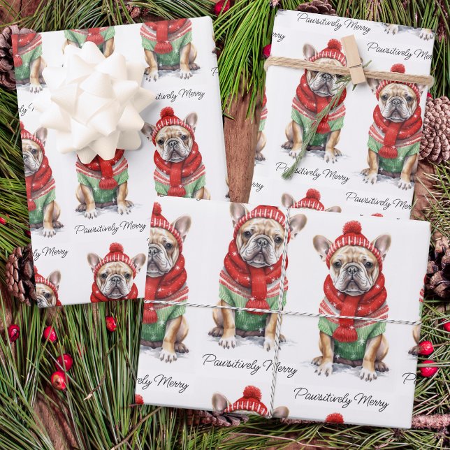 French Bulldog Personalised Dog Lover Christmas  Wrapping Paper Sheets (Creator Uploaded)