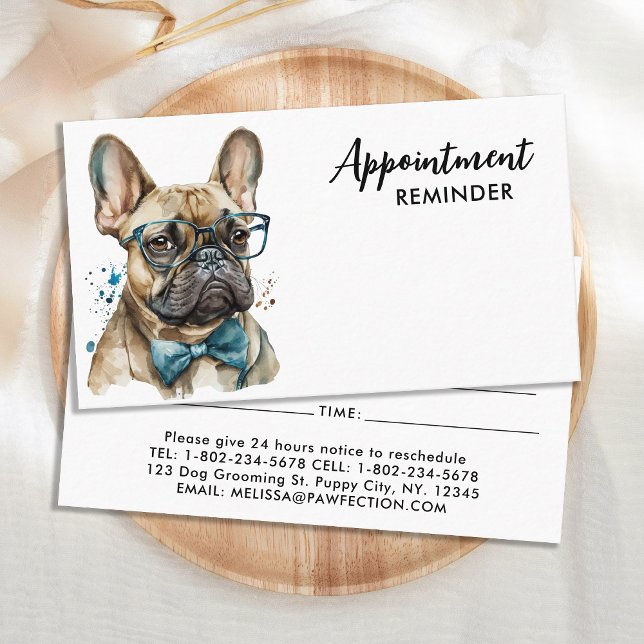 French Bulldog Personalized Dog Groomer Pet Care Appointment Card (Creator Uploaded)
