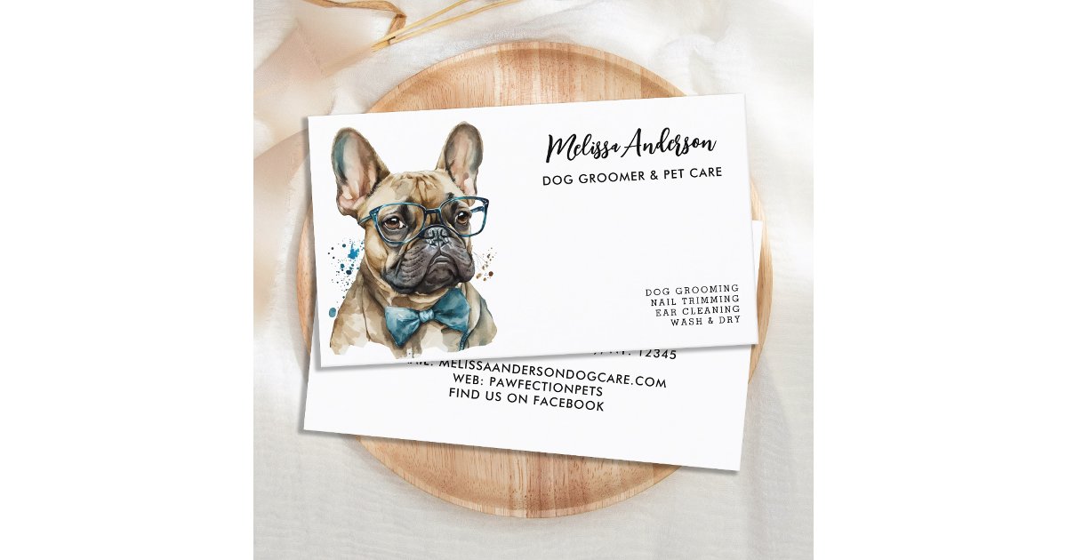 Picture of French Bulldog Personalized Dog Groomer Pet Care Business Card | Zazzle