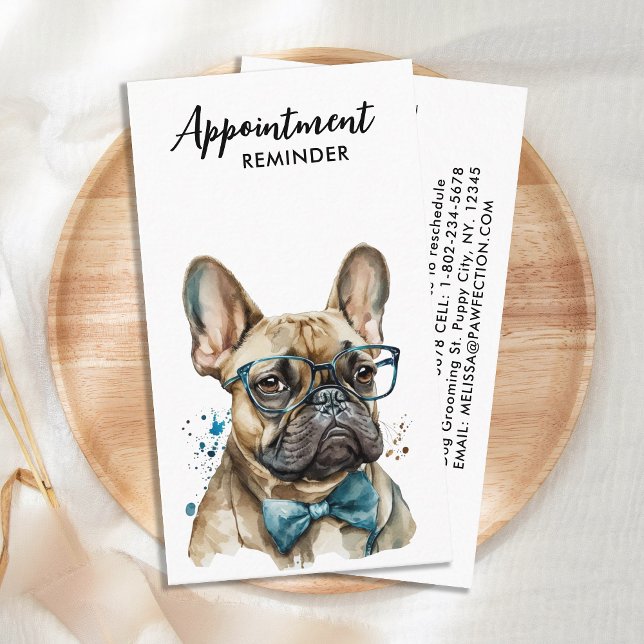 French Bulldog Personalized Dog Groomer Pet Sitter Appointment Card (Creator Uploaded)