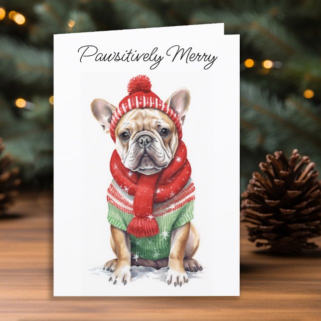 French Bulldog Personalized Dog Lover Christmas  Holiday Card (Creator Uploaded)