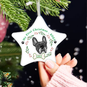 French Bulldog Personalized Hand Drawing Ceramic Ornament