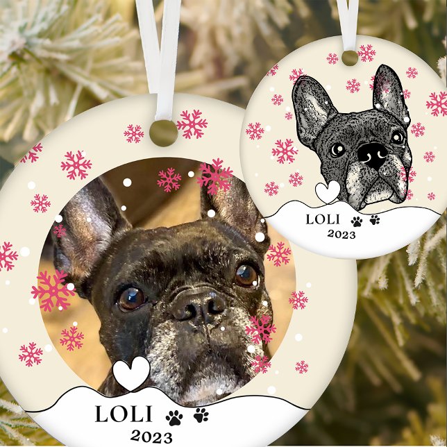French Bulldog Personalized Hand Drawing Ceramic Ornament (Creator Uploaded)