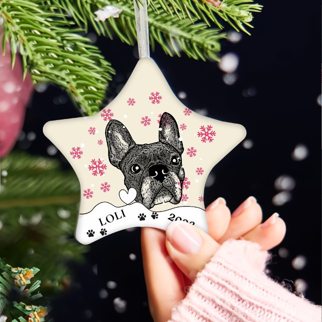 French Bulldog Personalized Hand Drawing Ceramic Ornament (Creator Uploaded)