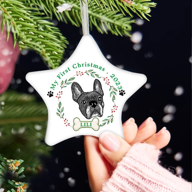 French Bulldog Personalized Hand Drawing Ceramic Ornament (Creator Uploaded)