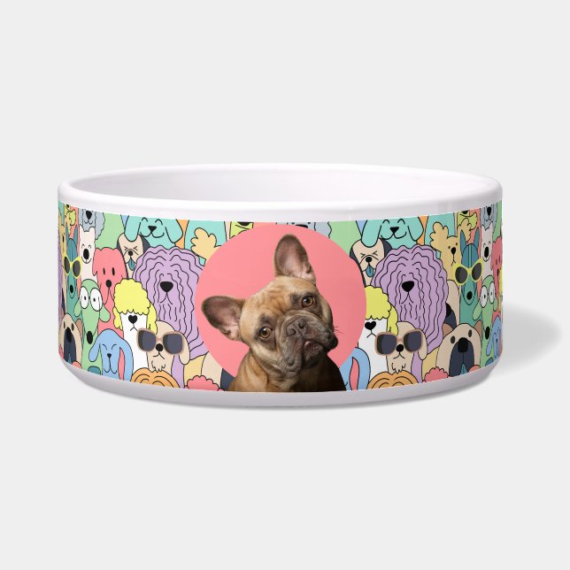 French Bulldog Personalized Photo & Name Dog Bowl (Front)