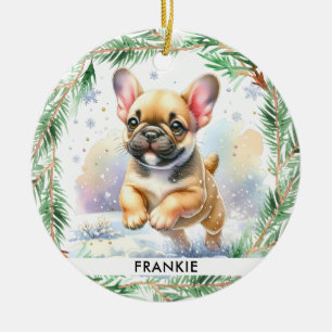 French Bulldog Personalized Puppy Dog Christmas Ceramic Ornament