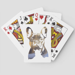 French Bulldog Pet Nature Illustration Silhouette Poker Cards